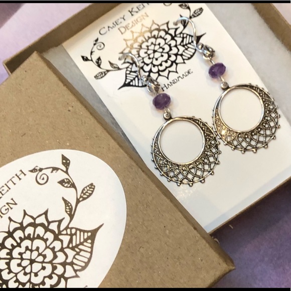 Amethyst Statement Earrings - Picture 8 of 8